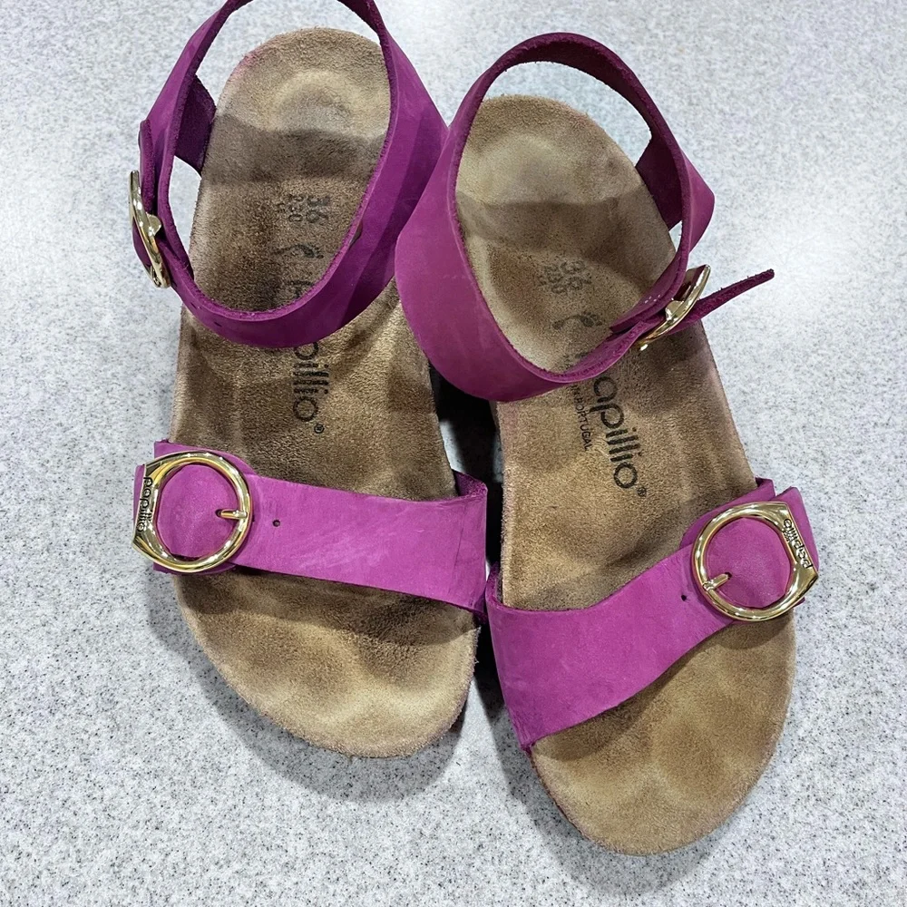 Birkenstock Soley Papillio Sandals Womens 6 or 230 Purple/Pink Wedge Ankle Strap - Picture 3 of 16